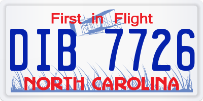 NC license plate DIB7726