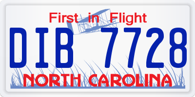 NC license plate DIB7728