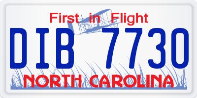 NC license plate DIB7730