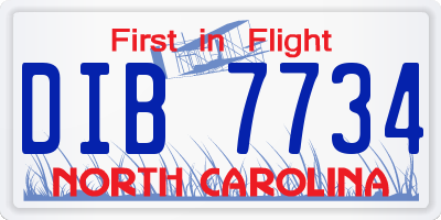 NC license plate DIB7734