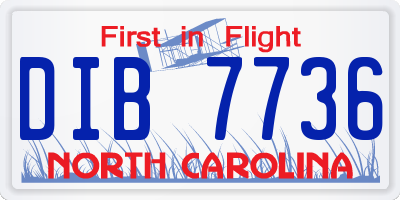 NC license plate DIB7736