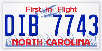 NC license plate DIB7743