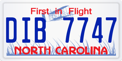 NC license plate DIB7747