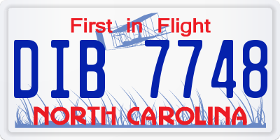 NC license plate DIB7748