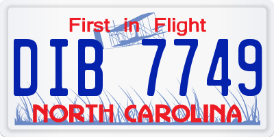 NC license plate DIB7749