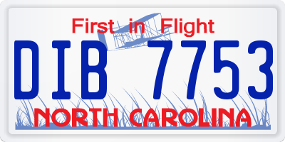 NC license plate DIB7753