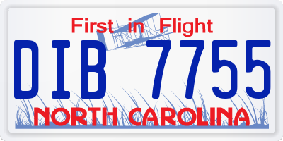 NC license plate DIB7755