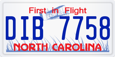 NC license plate DIB7758