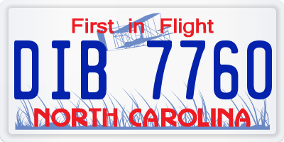 NC license plate DIB7760