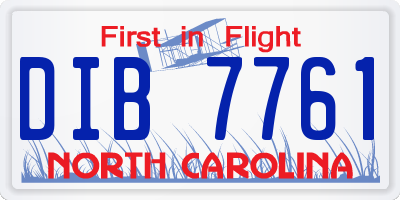 NC license plate DIB7761