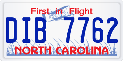NC license plate DIB7762