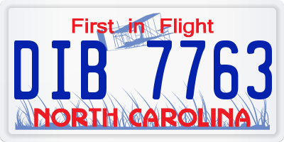 NC license plate DIB7763