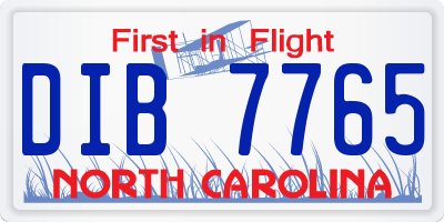 NC license plate DIB7765