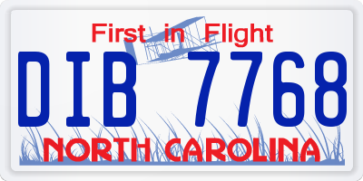 NC license plate DIB7768