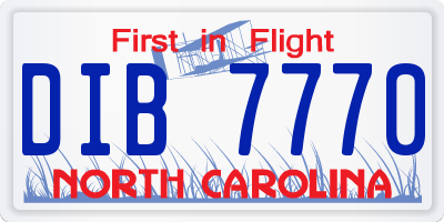 NC license plate DIB7770