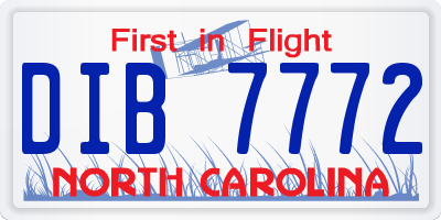 NC license plate DIB7772