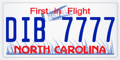 NC license plate DIB7777