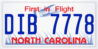 NC license plate DIB7778