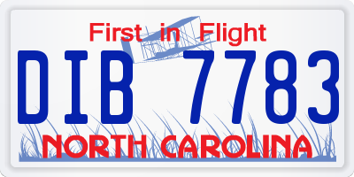 NC license plate DIB7783