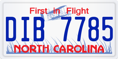 NC license plate DIB7785