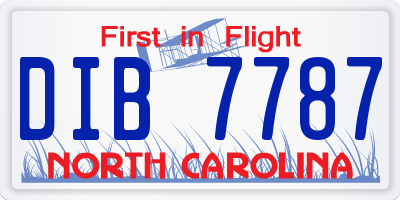 NC license plate DIB7787