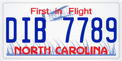 NC license plate DIB7789