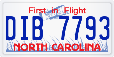 NC license plate DIB7793