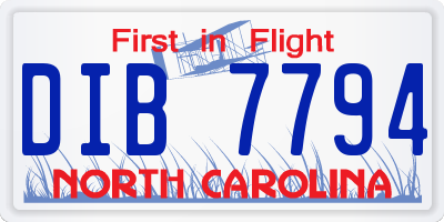 NC license plate DIB7794
