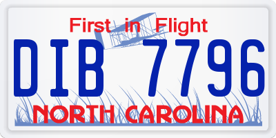 NC license plate DIB7796