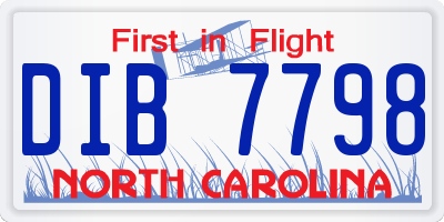 NC license plate DIB7798