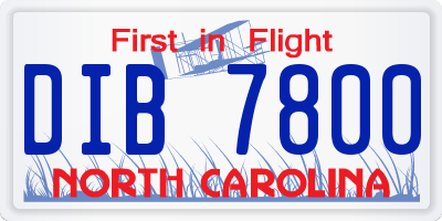 NC license plate DIB7800