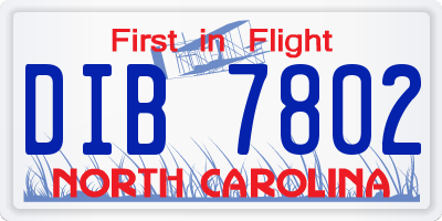 NC license plate DIB7802
