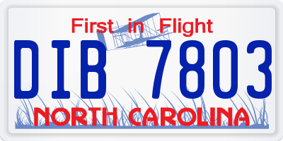NC license plate DIB7803