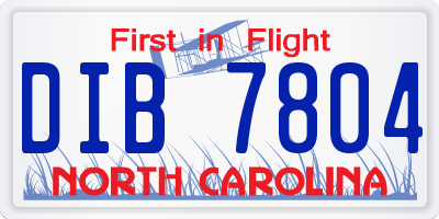NC license plate DIB7804