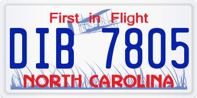 NC license plate DIB7805