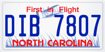 NC license plate DIB7807