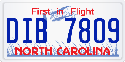 NC license plate DIB7809