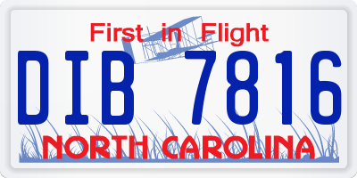 NC license plate DIB7816