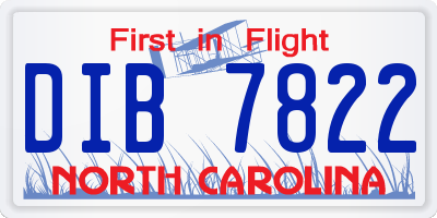 NC license plate DIB7822