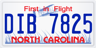 NC license plate DIB7825