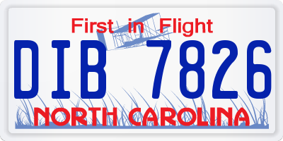 NC license plate DIB7826