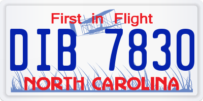 NC license plate DIB7830