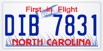 NC license plate DIB7831