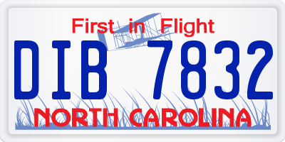 NC license plate DIB7832
