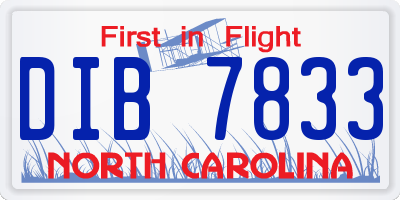 NC license plate DIB7833