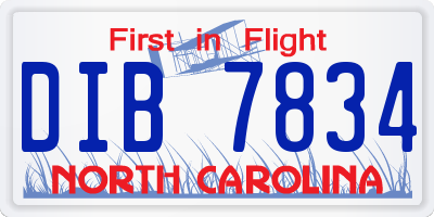 NC license plate DIB7834
