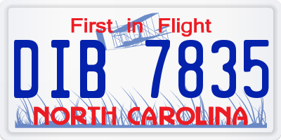 NC license plate DIB7835