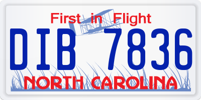 NC license plate DIB7836