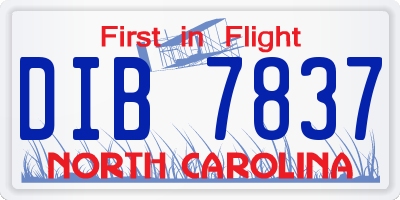 NC license plate DIB7837