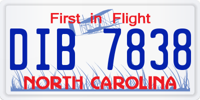 NC license plate DIB7838